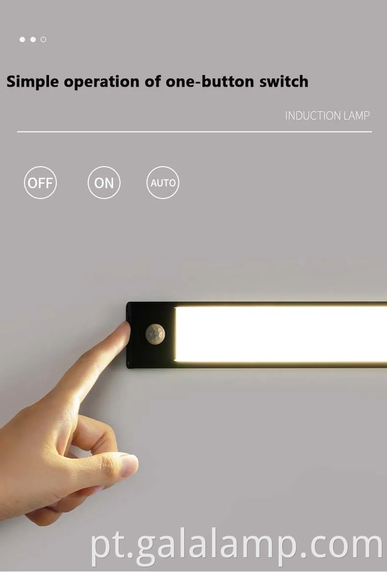 Luz de detecção do corpo humano inteligente e ultra fino, faixa de luz autoadesiva magnética recarregável